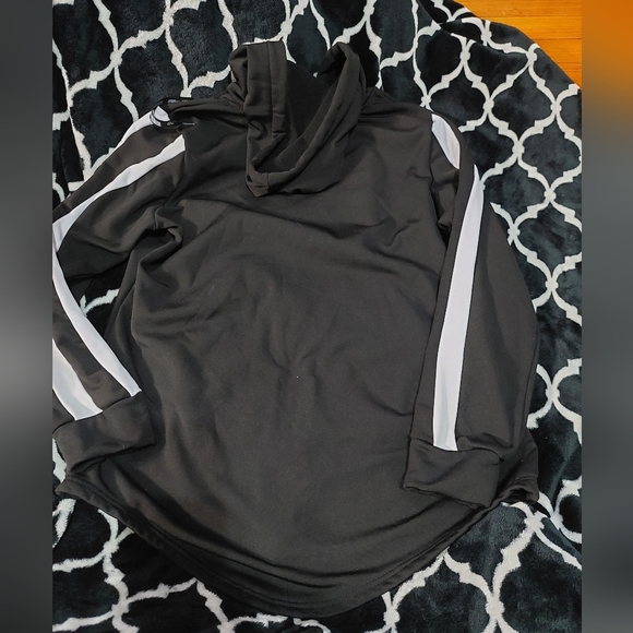 Rouge Junior Plus 2X Black Zip-up Hoodie with White Stripes on Sleeves - Picture 2 of 6